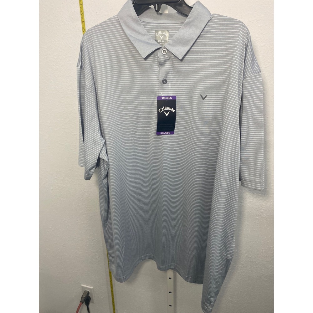 Callaway Mens XXL Opti-Dri‎ Golf Polo Shirt Blue White Striped Performance NWT